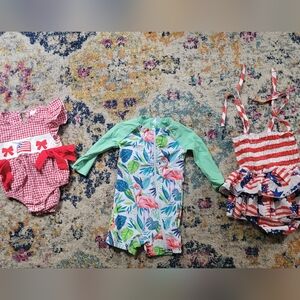 Floral and Gingham Baby Romper Set